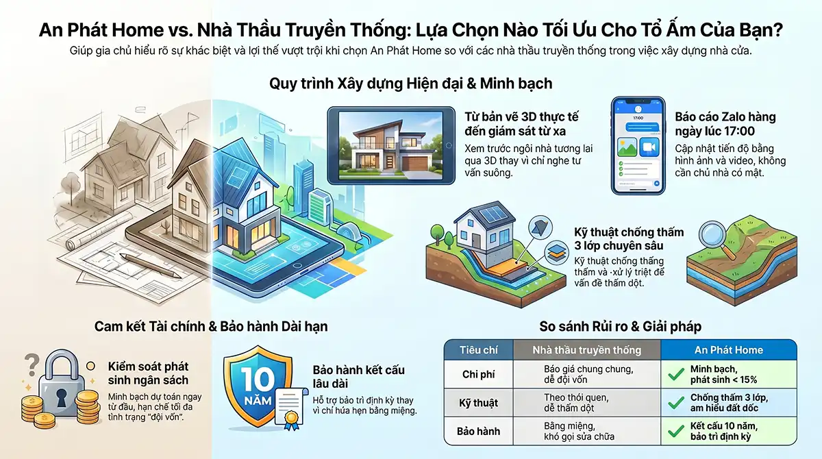 So sánh dịch vụ của An Phát Home với các nhà thầu truyền thống