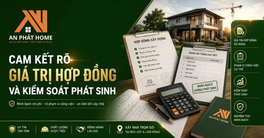 An Phát Home cam kết giá trị hợp đồng luôn được thể hiện đầy đủ và cam kết kiểm soát phát sinh