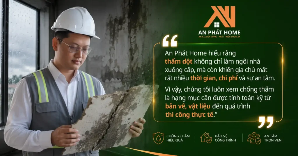 An Phát Home luôn cố gắng đảm bảo mỗi công trình chúng tôi xây dựng đều làm đúng kỹ thuật chống thấm phù hợp ở Bảo Lộc