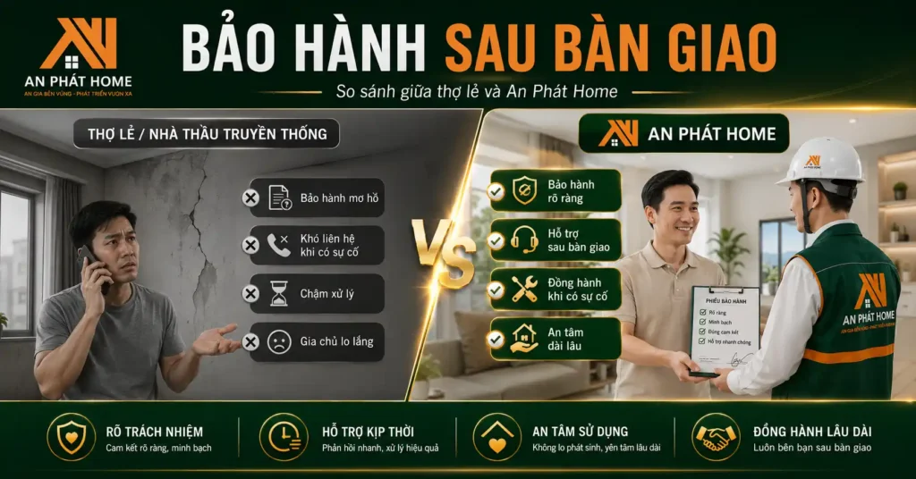 Các bảo hành của thợ lẻ và An Phát Home