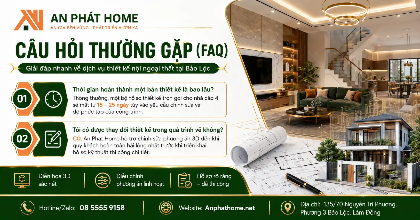 Các câu hỏi thường gặp khi sử dụng dịch vụ thiết kế nội ngoại thất tại An Phát Home