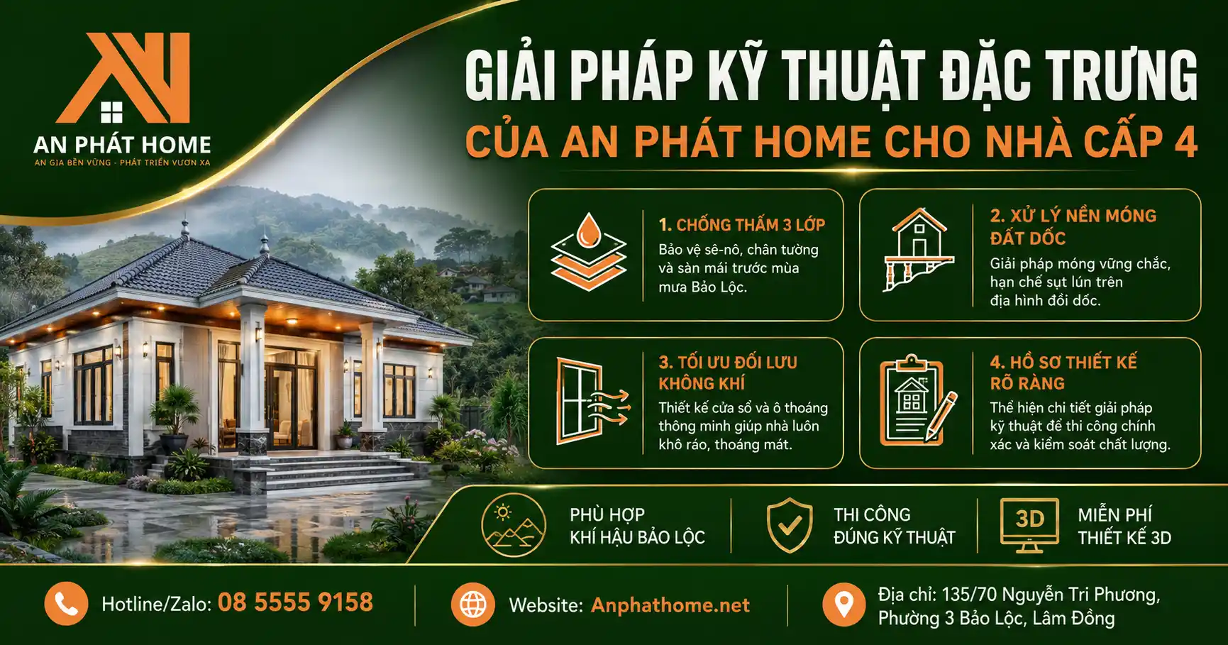 Các giải pháp kỹ thuật đắc trưng nhất của An Phát Home khi xây dựng nhà cấp 4 tại Bảo Lộc