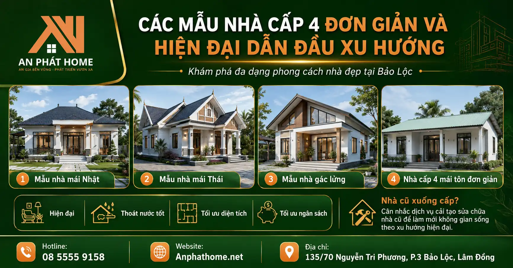 Các mẫu cấp 4 phổ biến được ưu chuộng tại Bảo Lộc