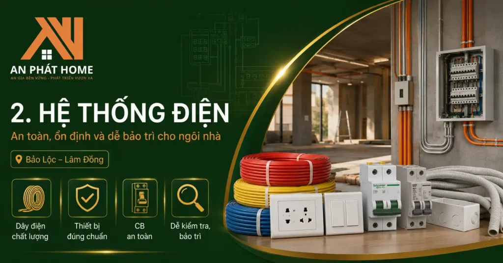 Các vật tư hệ thống điện mà An Phát Home dùng trong thi công