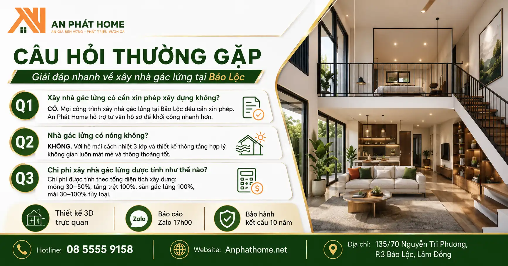 Câu hỏi thường gặp về xây nhà gác lửng tại Bảo Lộc