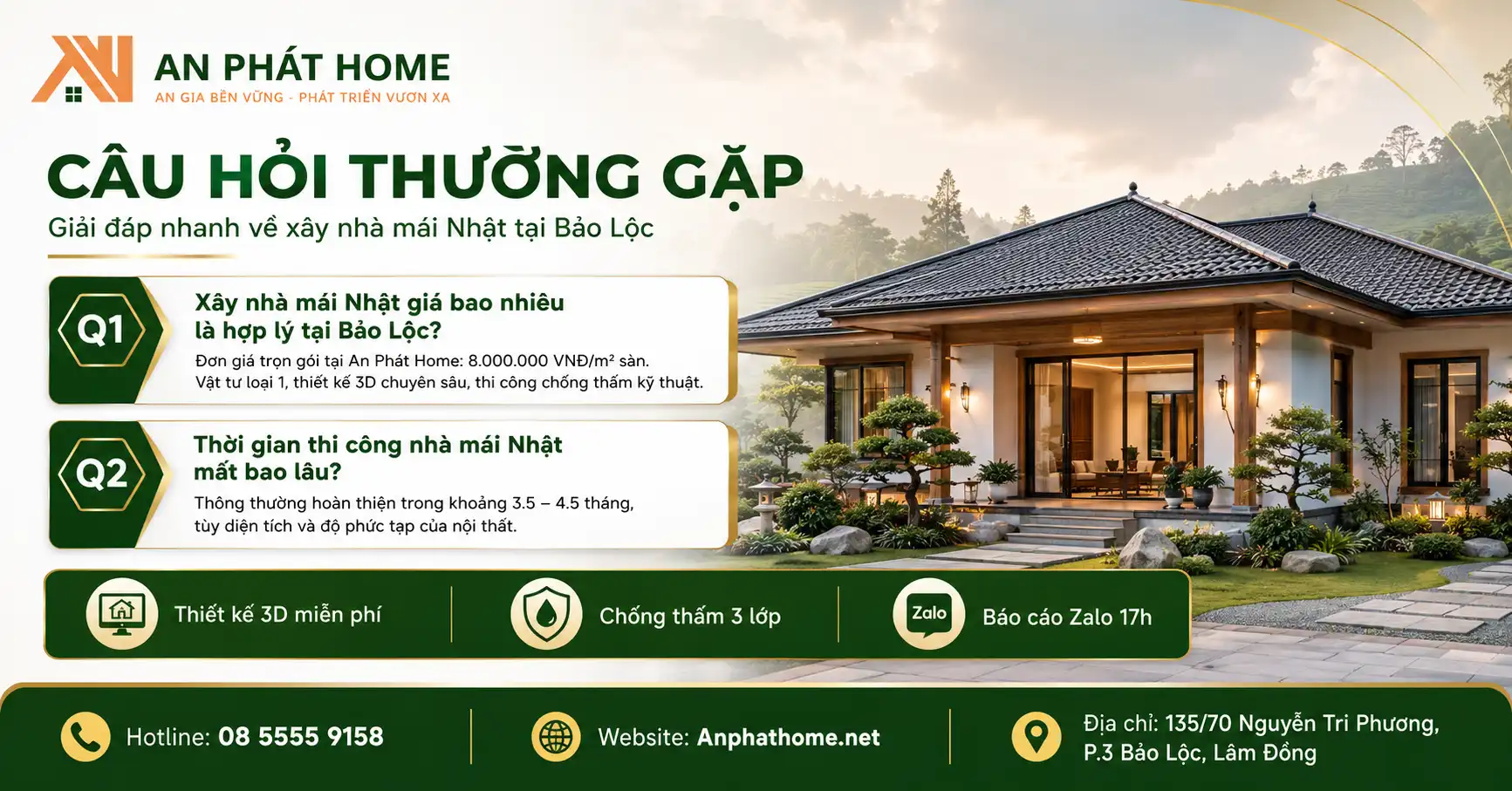 Câu hỏi thường gặp về xây nhà mái Nhật tại Bảo Lộc