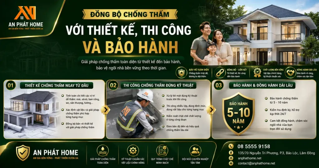 Chống thấm tốt cần phải có sự đồng bộ giữa thiết kế, thi công cũng như bảo hành