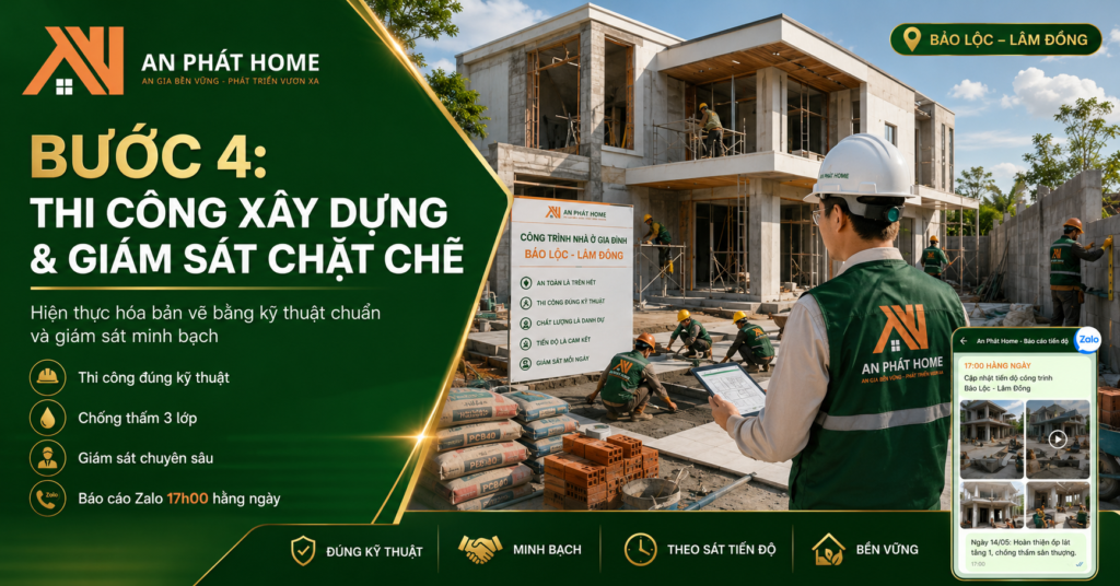 Đội ngũ thợ xây lành nghề của An Phát Home sẽ xây dựng và giúp khách giám sát chặt chẽ chất lượng nhà ở