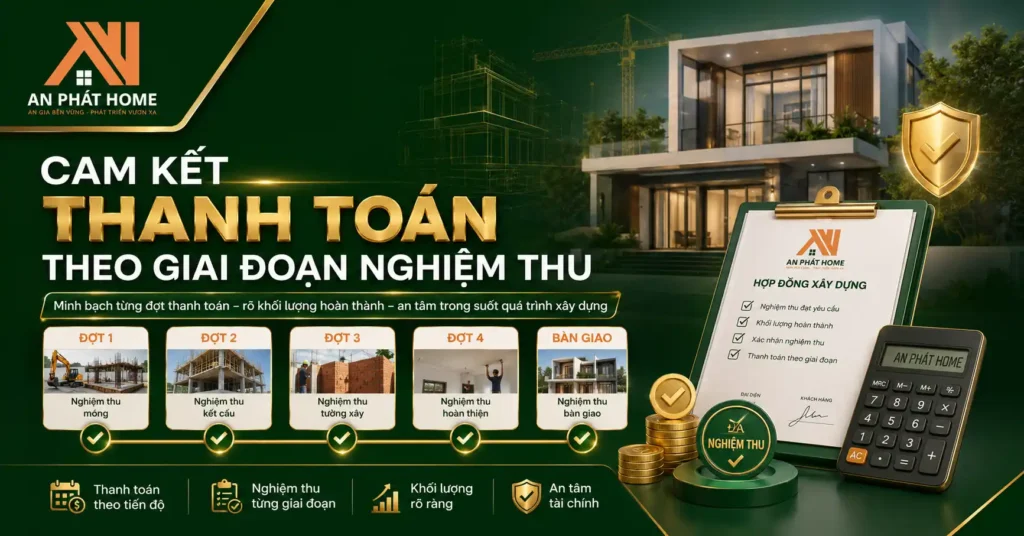 Khách hàng có thể hoàn toàn yên tâm quá trình xây dựng khi có thể nghiệm thu và thanh toán theo từng giai đoạn