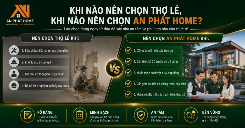 Khi nào bạn nên chọn thầu trọn gói hay thợ lẻ để yên tâm xây dựng