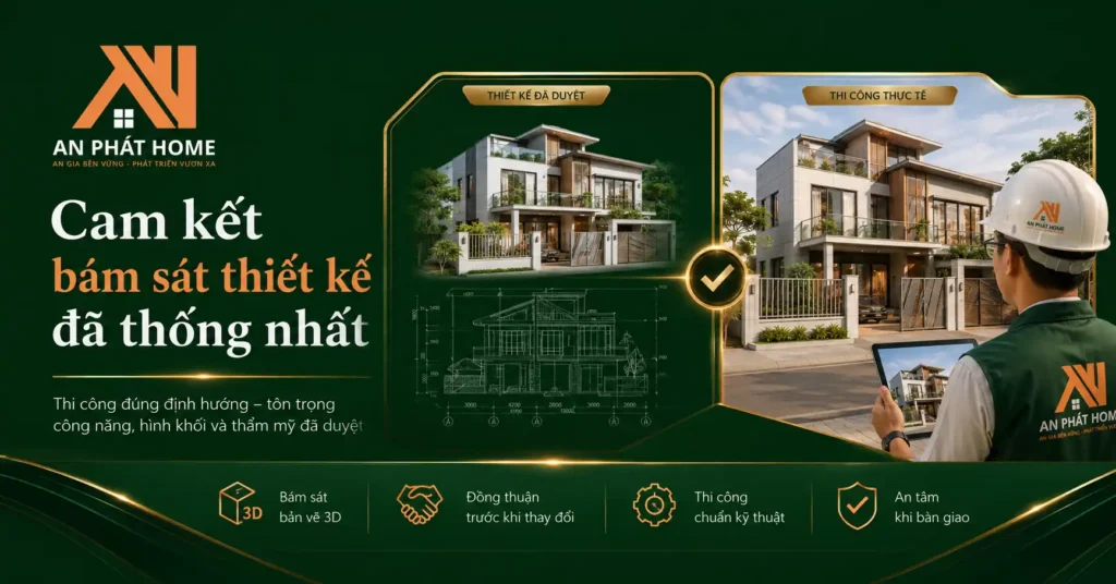 Khi thi công An Phát Home luôn cam kết sẽ bám sát với thiết kế