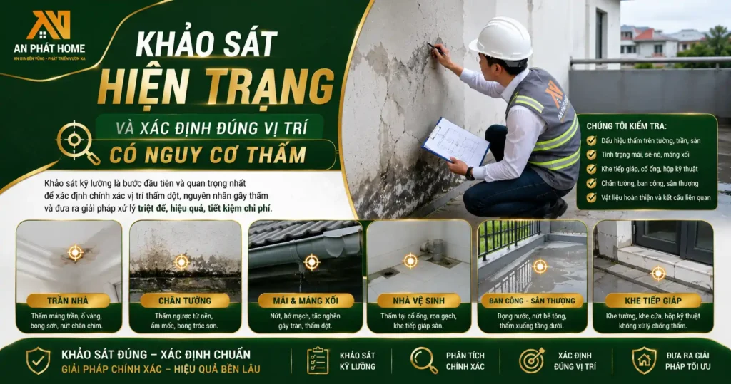 Kỹ thuật chống thấm có hiệu quả thì phải khảo sát hiện trạng kỹ càng