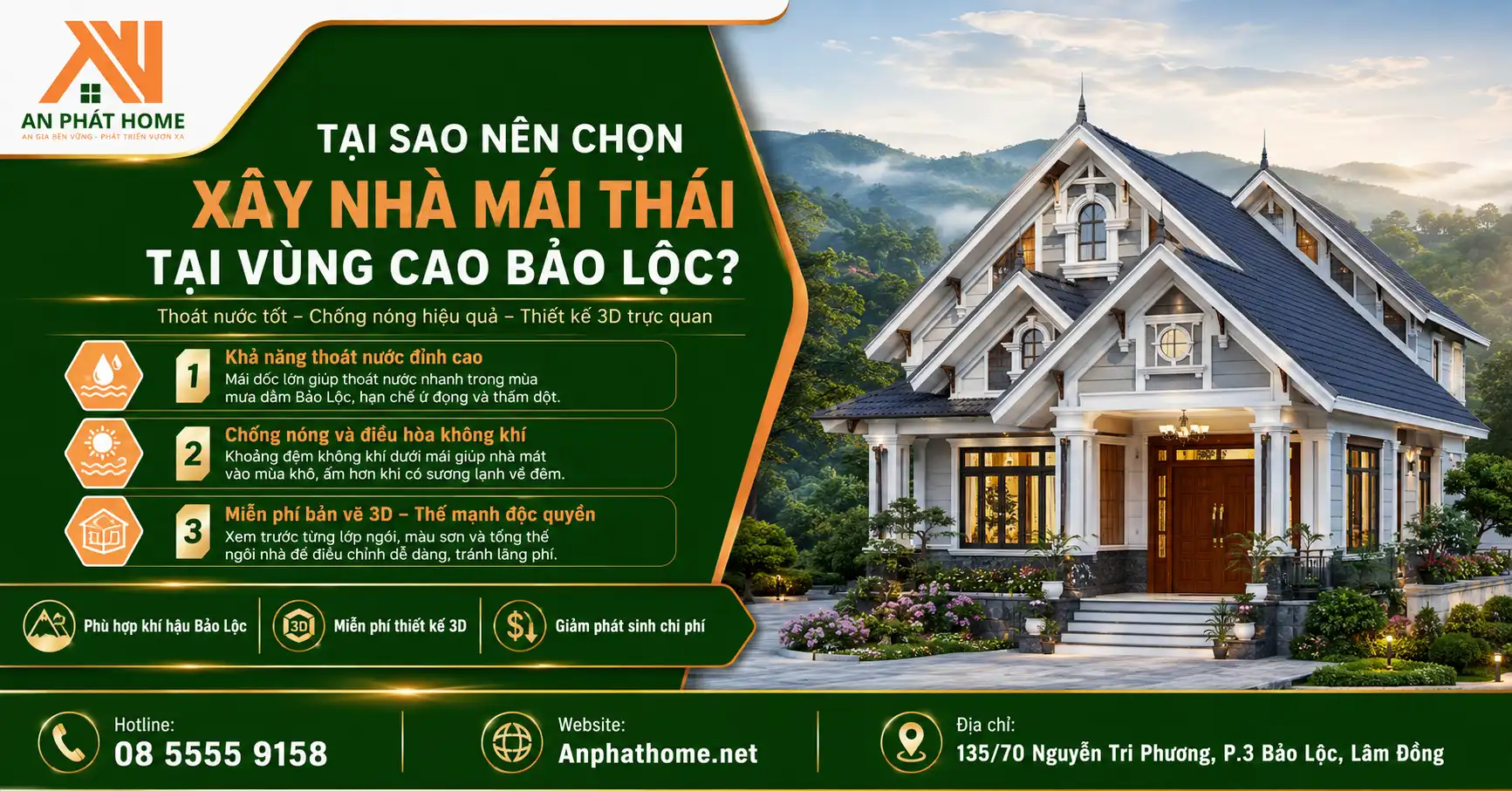 Lý do nên chọn xây nhà mái Thái tại Bảo Lộc