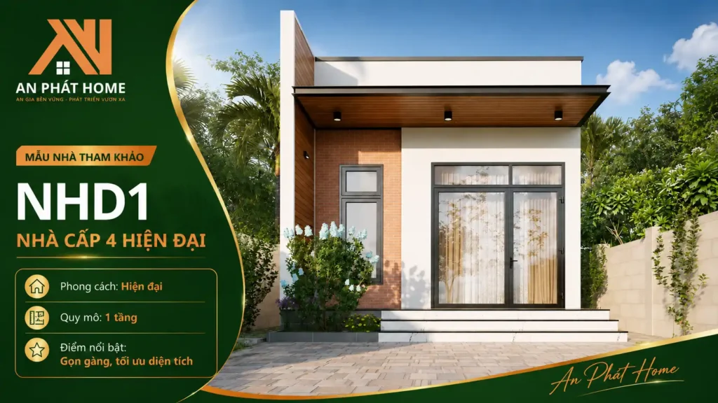 Mẫu nhà cấp 4 hiện đại NHD1