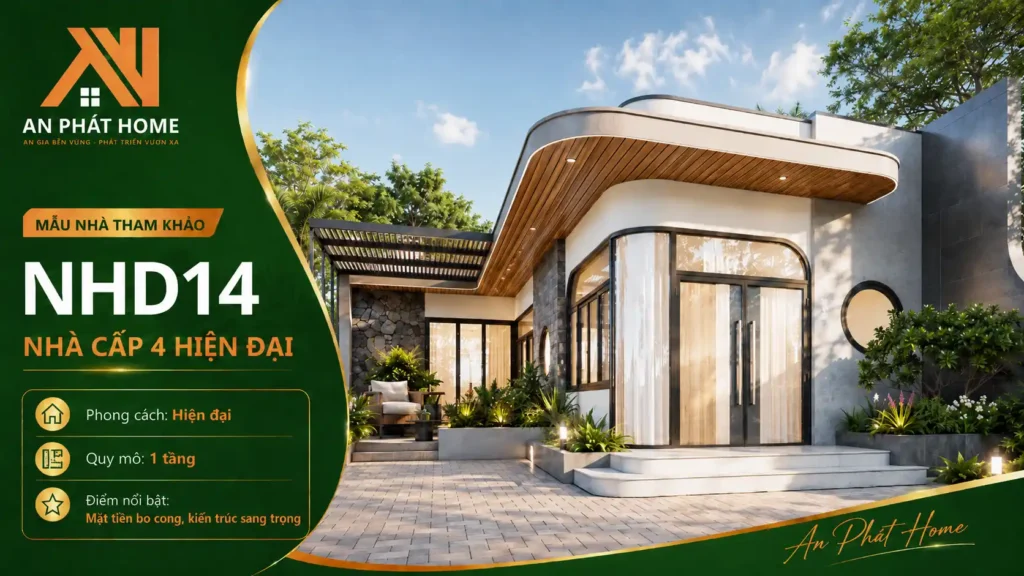 Mẫu nhà cấp 4 hiện đại NHD14