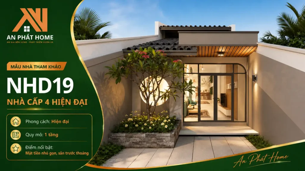 Mẫu nhà cấp 4 hiện đại NHD19