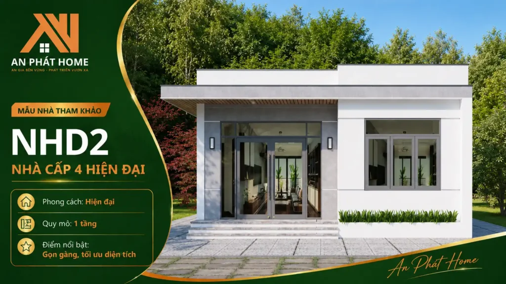 Mẫu nhà cấp 4 hiện đại NHD2