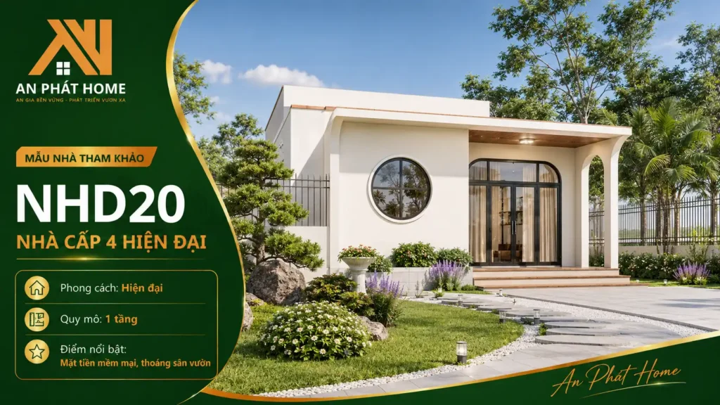 Mẫu nhà cấp 4 hiện đại NHD20