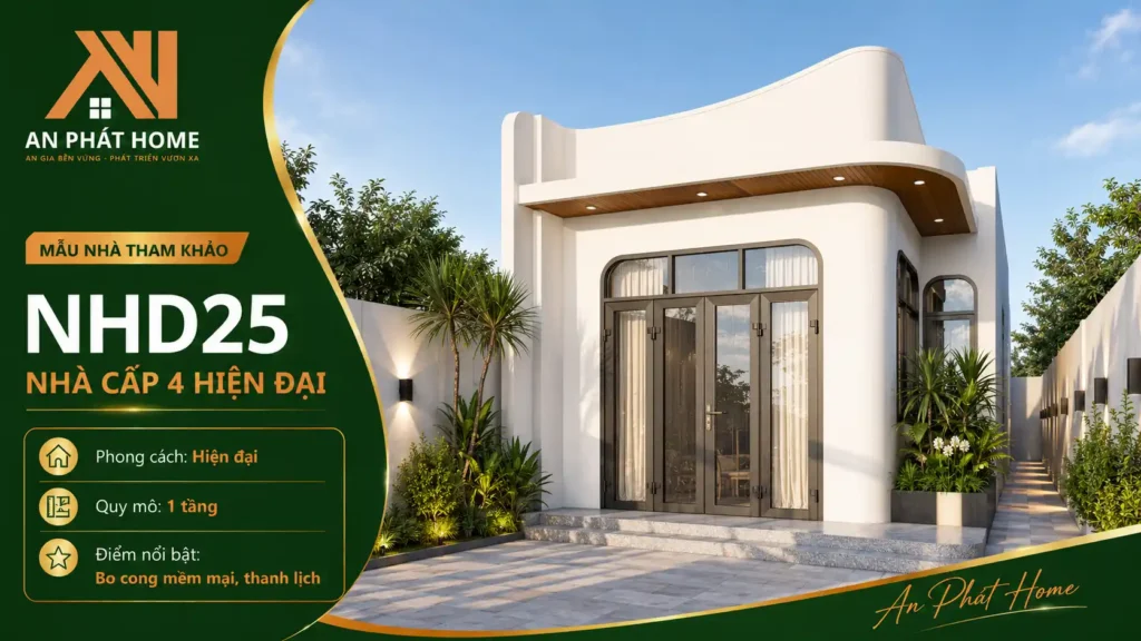 Mẫu nhà cấp 4 hiện đại NHD25