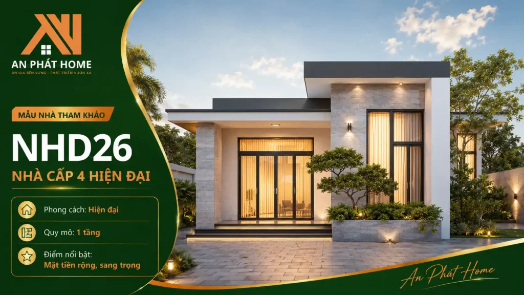 Mẫu nhà cấp 4 hiện đại NHD26