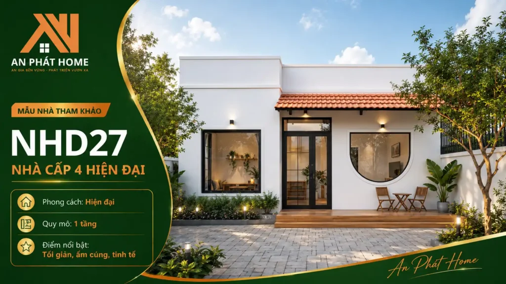 Mẫu nhà cấp 4 hiện đại NHD27