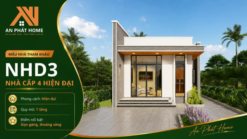 Mẫu nhà cấp 4 hiện đại NHD3