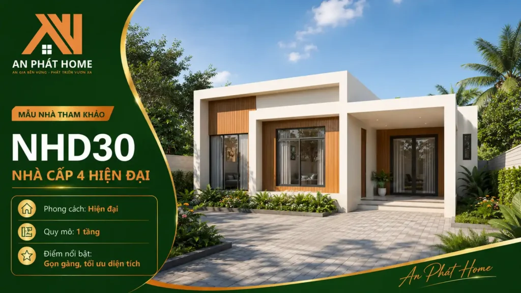 Mẫu nhà cấp 4 hiện đại NHD30