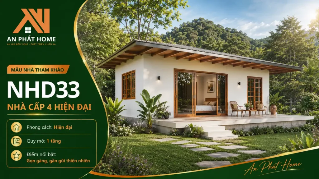 Mẫu nhà cấp 4 hiện đại NHD33