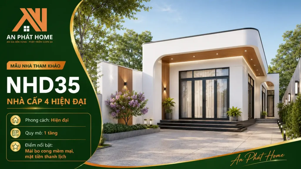 Mẫu nhà cấp 4 hiện đại NHD35