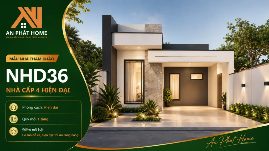 Mẫu nhà cấp 4 hiện đại NHD36