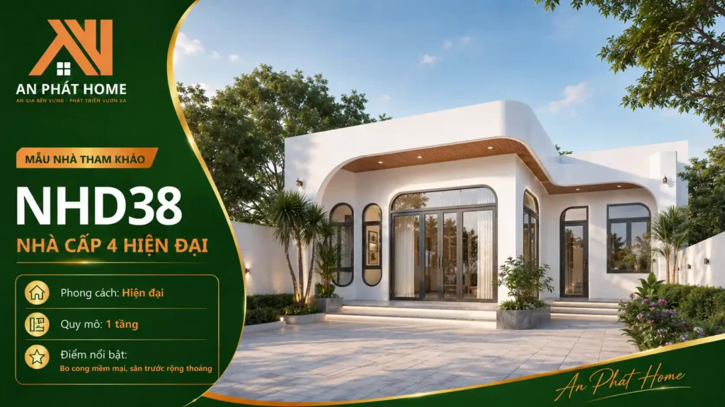 Mẫu nhà cấp 4 hiện đại NHD38