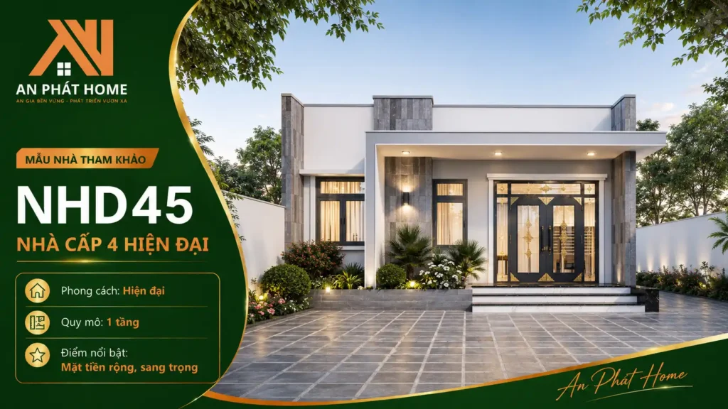 Mẫu nhà cấp 4 hiện đại NHD45