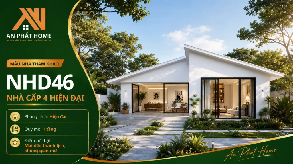 Mẫu nhà cấp 4 hiện đại NHD46