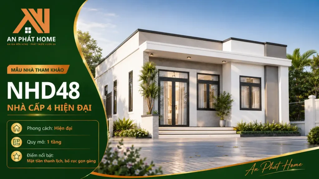 Mẫu nhà cấp 4 hiện đại NHD48