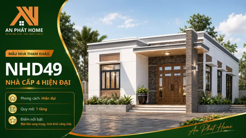 Mẫu nhà cấp 4 hiện đại NHD49