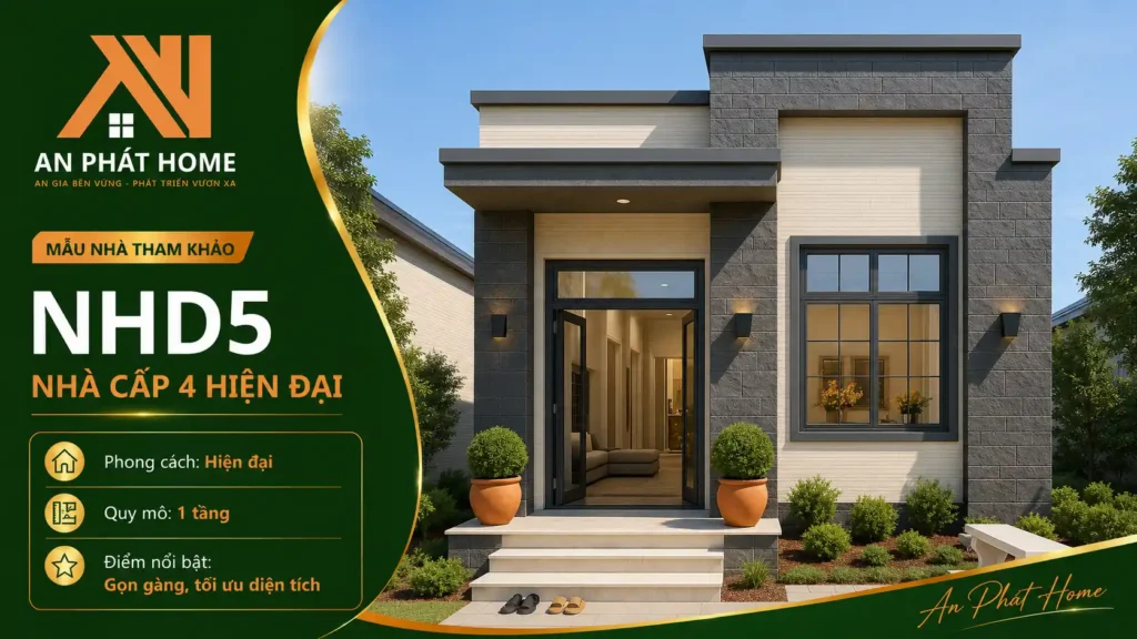 Mẫu nhà cấp 4 hiện đại NHD5