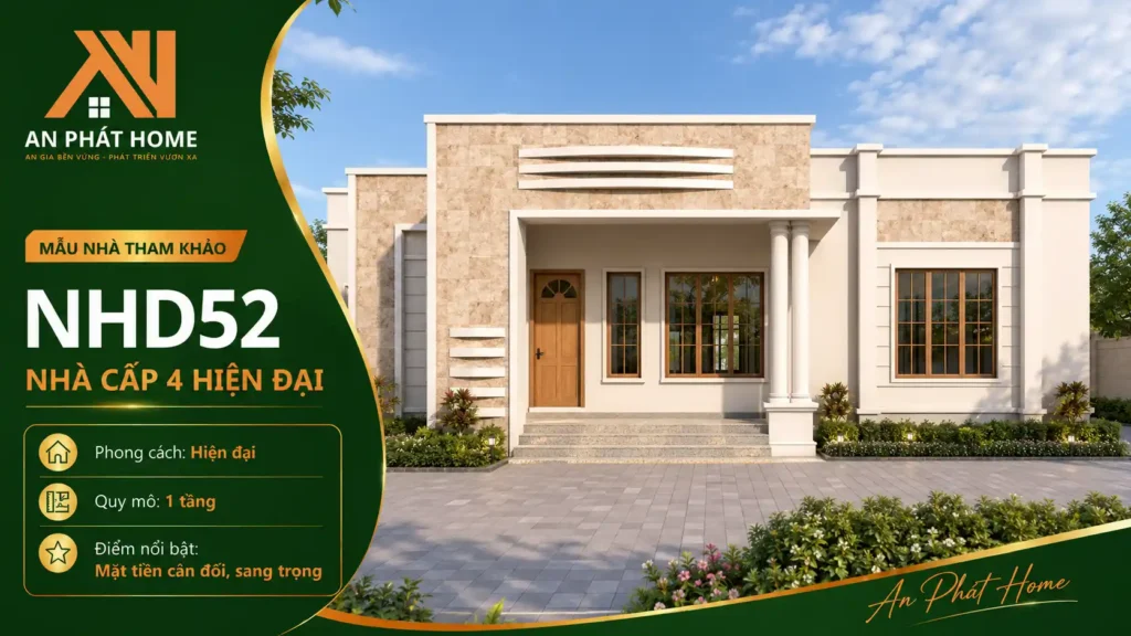 Mẫu nhà cấp 4 hiện đại NHD52