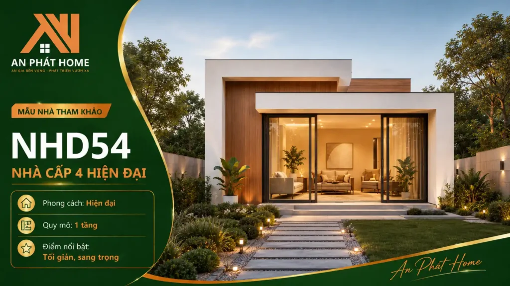Mẫu nhà cấp 4 hiện đại NHD54