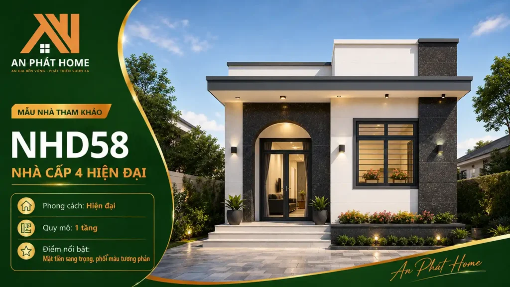 Mẫu nhà cấp 4 hiện đại NHD58