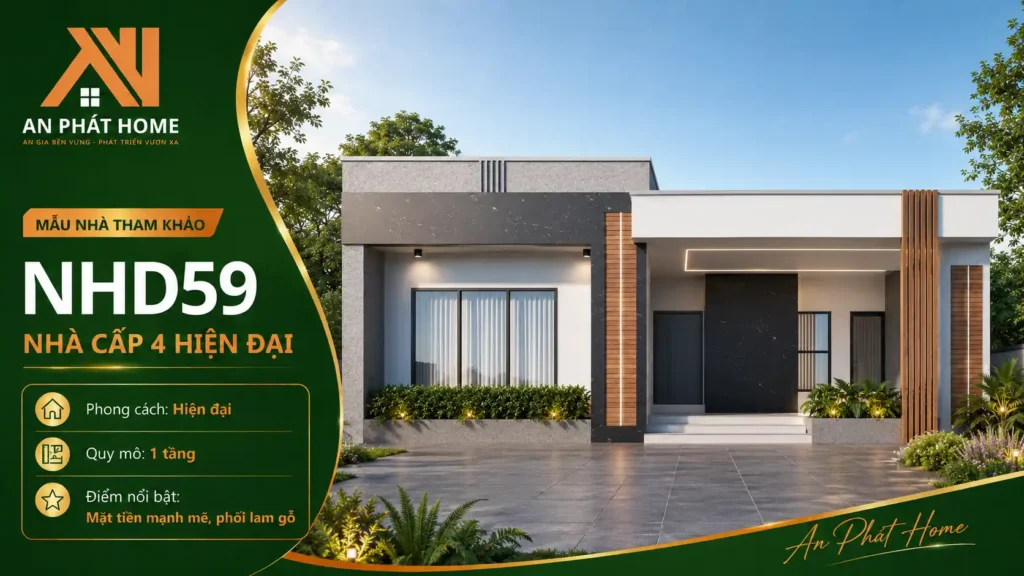 Mẫu nhà cấp 4 hiện đại NHD59