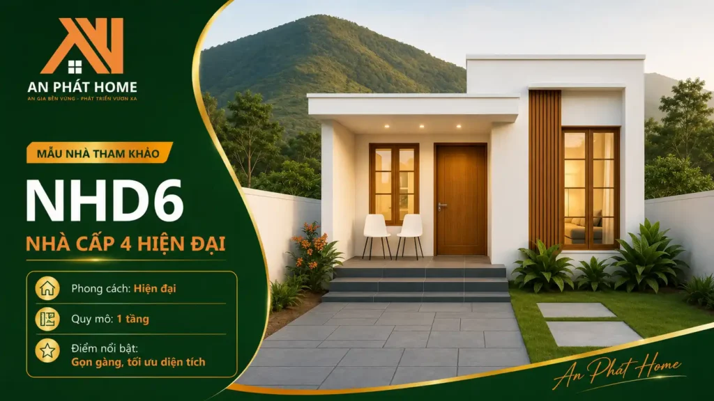 Mẫu nhà cấp 4 hiện đại NHD6