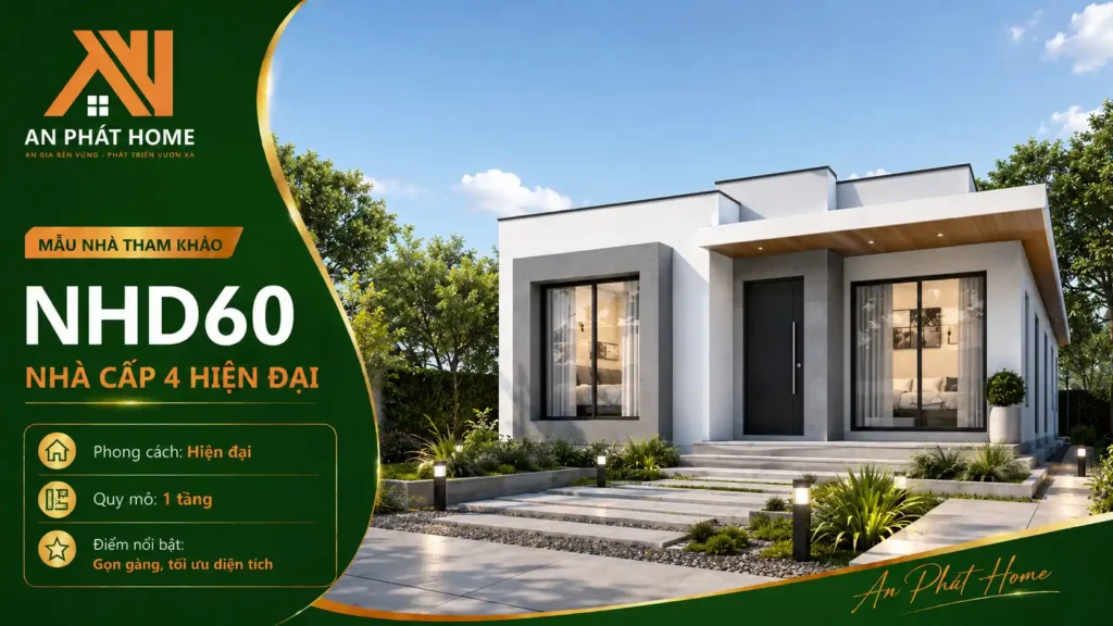 Mẫu nhà cấp 4 hiện đại NHD60