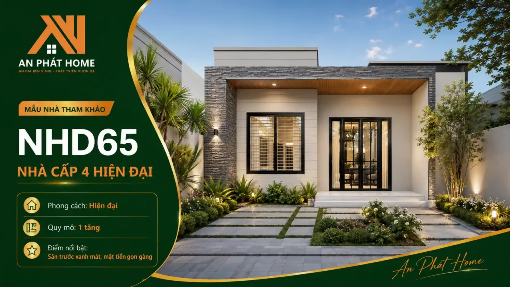 Mẫu nhà cấp 4 hiện đại NHD65
