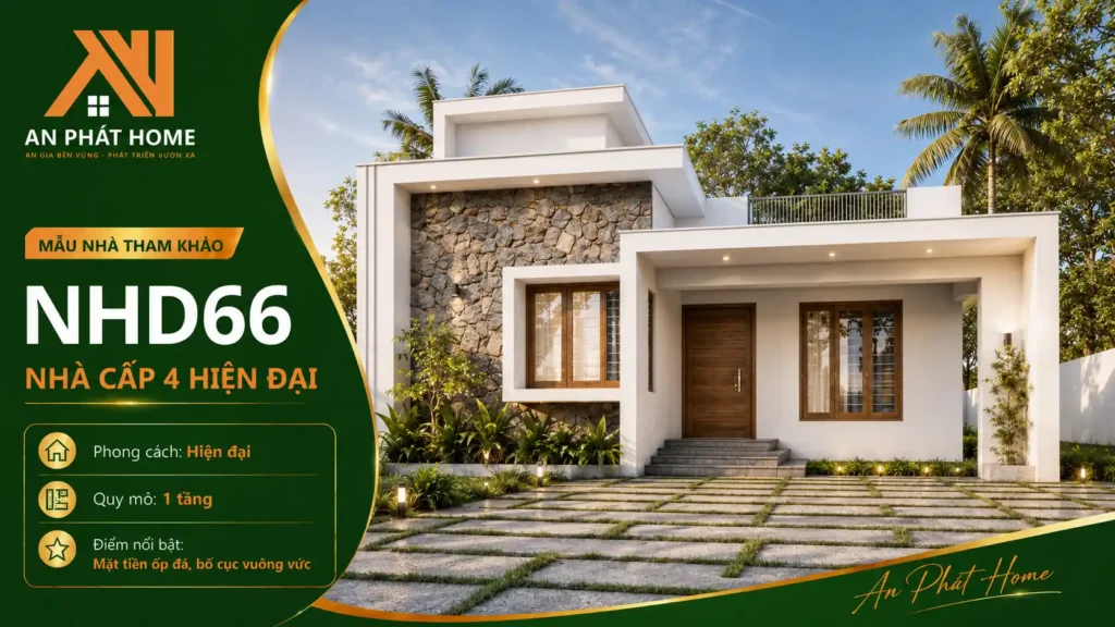 Mẫu nhà cấp 4 hiện đại NHD66