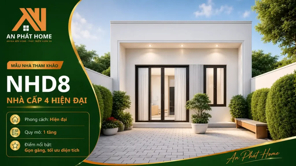 Mẫu nhà cấp 4 hiện đại NHD8
