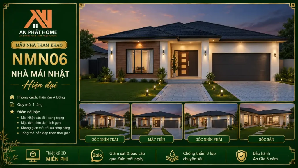 Mẫu nhà mái Nhật hiện đại NMN06