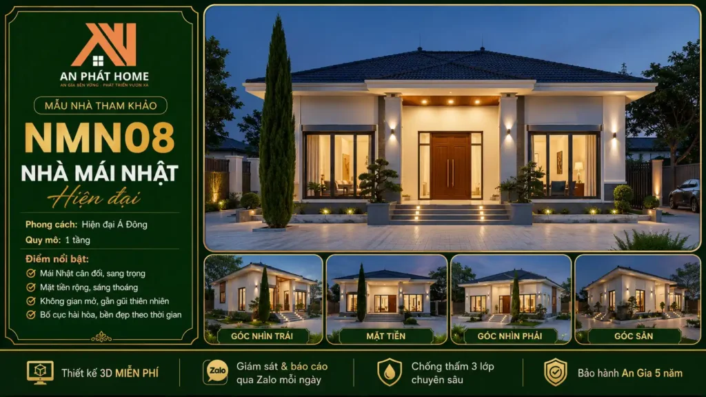 Mẫu nhà mái Nhật hiện đại NMN08
