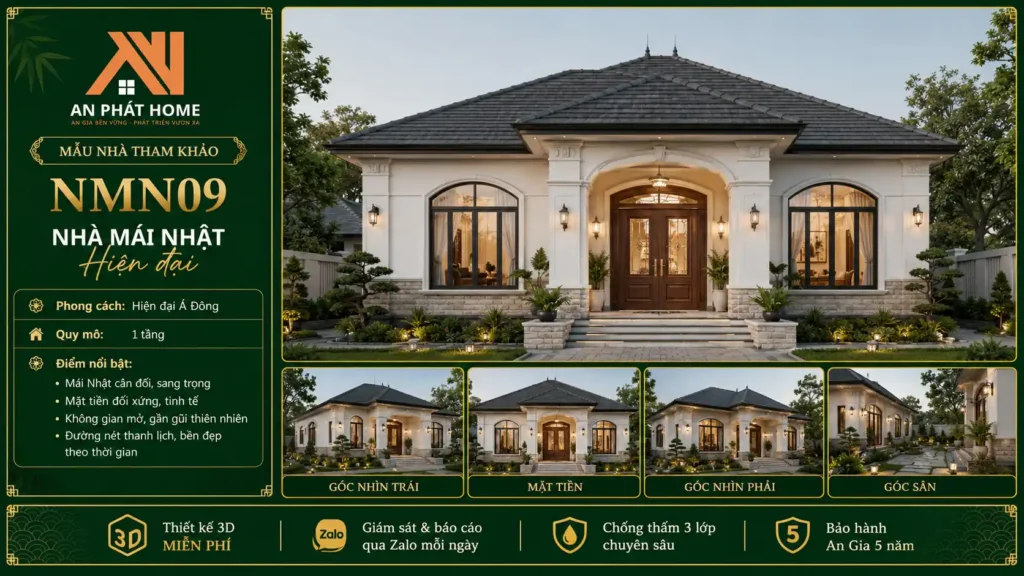 Mẫu nhà mái Nhật hiện đại NMN09