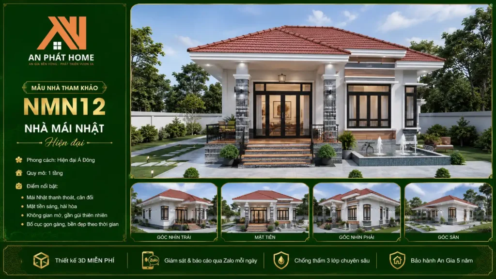 Mẫu nhà mái Nhật hiện đại NMN12