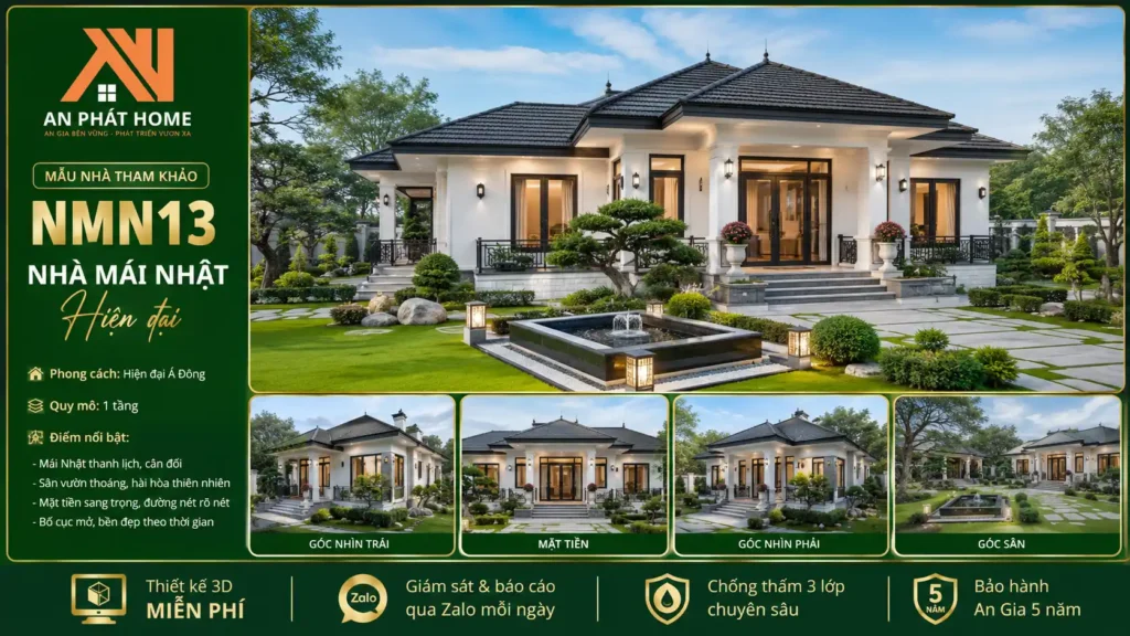Mẫu nhà mái Nhật hiện đại NMN13